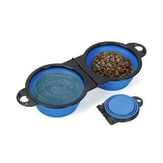 Reis Voerbak - 2 In 1 Opvouwbare Voerbak - Opvouwbare Drinkbak - Reis Voederbak Voor Onderweg - Duobak - Drinkbak - Honden Voerbak - Kattenvoerbak -