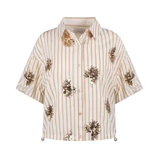 Nukus - Blouse Ecru Nukus Leia Blouse Stripe Paillet Ecru Nks02136