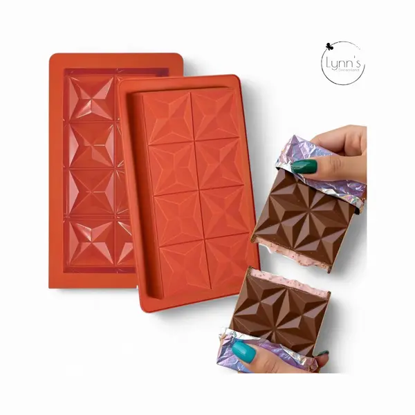 Lynn's Siliconen Bakvorm - Chocoladereep - Diepe Chocoladevorm - Geometrisch - Mal Voor Chocolade, Koek, Gebak, Zeep, Epoxy Etc. - Geschikt Voor thumbnail