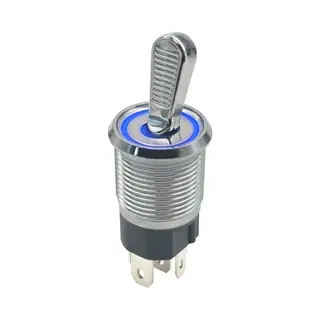 ProRide Metalen Tuimelschakelaar 12-24V Off-On - Inbouw - 16mm - Led Indicatie Blauw