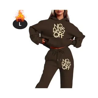 Livano Joggingpak - Huispak - Volwassenen - Trainingspak - Comfortabel - Joggingsbroek - Tracksuit - Dames - Winter - Koffie - L