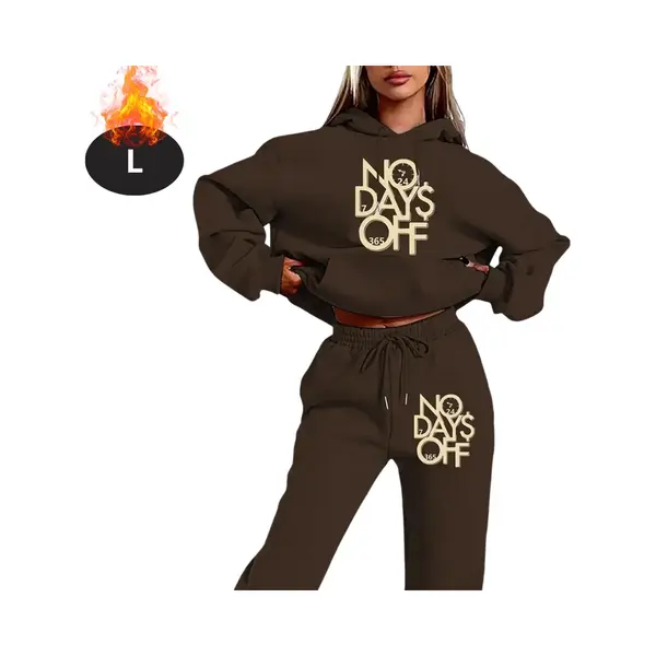 Livano Joggingpak - Huispak - Volwassenen - Trainingspak - Comfortabel - Joggingsbroek - Tracksuit - Dames - Winter - Koffie - L thumbnail