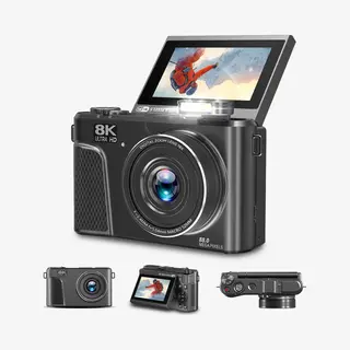 K&L - 8K 88MP - 18X Zoom - 128GB Sd - WiFi - 3.0" Uhd-display - Mic-poort - Fotocamera - Compact Camera - Vlog Camera