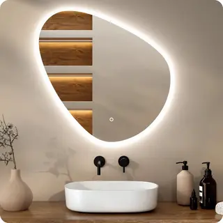 Mirlux Badezimmerspiegel - 80x80cm Asymmetrisch - Rahmenlos