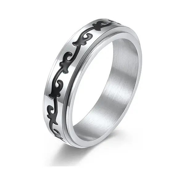 Roosefeld Nefet® - Anxiety Ring - Fidget Ring - Roestvrij Staal - Maat 21 - Zilverkleurig - Heren / Dames - Ideale Geschenk - Cadeau Voor Man - Cadeautjes thumbnail