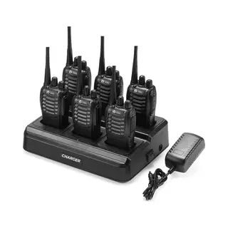 Current Components 88E - Portofoon - Walkie Talkie - 6 Stuks - 5km Bereik - Pmr 446 Mhz - Led Zaklamp - Inclusief Oplaadstation