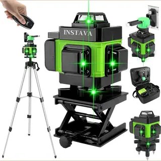 Instava 4D 16-lijn Kruislijnlaser + Statief 1, 2m - Zelfnivellerende 360° Graden Groene Laser - Incl. 2x Accu & Handige Draagtas - Lijnlaser -