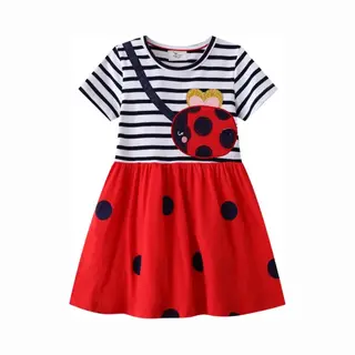 RedParrot Meisjes Jurk Lieveheersbeestje- Kinderjurk - Kleding - Meisje - Jurk - 2 Jaar