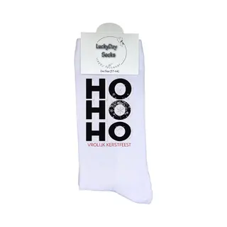 Lucky Day Socks Kerst Hohoho - Vrolijk Kerstfeest -Modern Kerst - Grappige Sokken - Kerstcadeau - LuckyDay Socks - Kerstsokken - Leuk Kerst Cadeau - Cadeau Tip - Voor