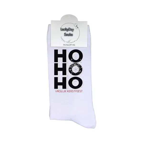Lucky Day Socks Kerst Hohoho - Vrolijk Kerstfeest -Modern Kerst - Grappige Sokken - Kerstcadeau - LuckyDay Socks - Kerstsokken - Leuk Kerst Cadeau - Cadeau Tip - Voor thumbnail