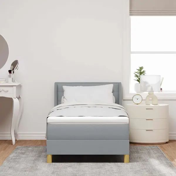 VidaXL Boxspringbed Met Matras Lichtgrijs 80 X 200 Cm Stof thumbnail