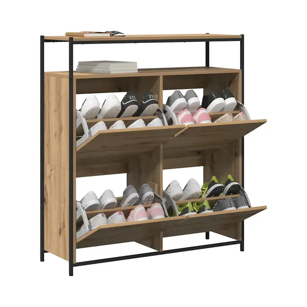 VidaXL Schoenenkast Artisan Eiken 100 X 34 X 112 Cm Bewerkt Hout thumbnail