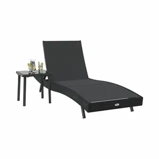 VidaXL - Ligstoel - 2 - Pcs - Zwart - Poly - Rattan