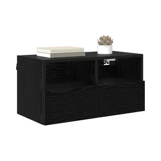 Tv-wandregale 2 Pcs Schwarz Eichen-optik 60 X 30 X 30 Cm Vidaxl