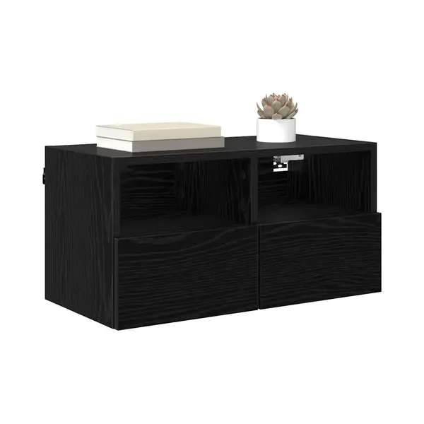 Tv-wandregale 2 Pcs Schwarz Eichen-optik 60 X 30 X 30 Cm Vidaxl thumbnail