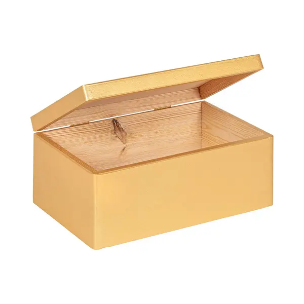Haudt® Houten Kistje Eva Mini Goud Met Klepdeksel - 29, 5 X 19, 5 X 13 Cm - Kist - Opbergkist thumbnail