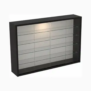 Vdd – Vitrine Met Glas – Vitrine Met Ledverlichting – Kleine Vitrine – 75 X 14 X 55 Cm – Zwart