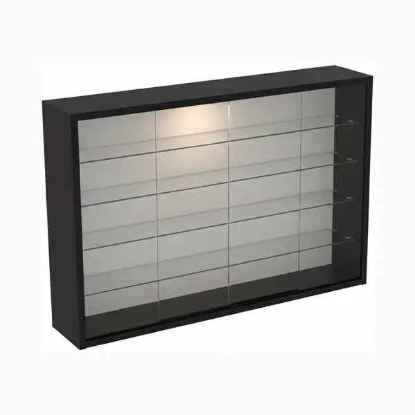Vdd – Vitrine Met Glas – Vitrine Met Ledverlichting – Kleine Vitrine – 75 X 14 X 55 Cm – Zwart thumbnail