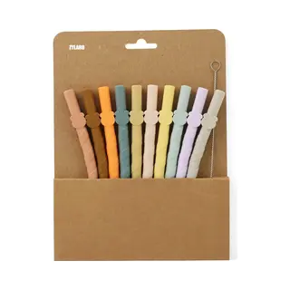 Zylaro Siliconen Rietjes - Bubble Tea Rietjes 10 Stuks Met Schoonmaakborstel - Herbruikbaar - Vaatwasbestendig - Drinkrietjes - Bpa-vrije - 10 Kleur