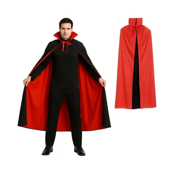 Joyakids Joya Kids® | Verkleedcape Dracula Stijl | Zwart/Rood | Unisex Cape Volwassenen | Halloween Cape | Vampier Cape | Duivel Cape | Reversible | Verkleed thumbnail