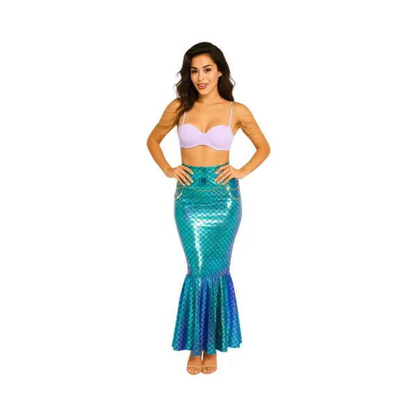 Joya Party® Verkleedrok Zeemeermin Dames | Mermaid Rok Metallic Schubben Paars Groen | Verkleedkleding Carnaval Halloween Festival | Inclusief thumbnail