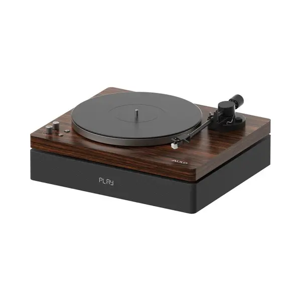 Aulo - Vinyl Platenspeler Met Ingebouwde Luidsprekers En Subwoofer - Bluetooth - Duurzaam Design In Luxueuze Donker Houten Afwerking thumbnail