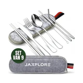 Jaxplore Reisbestek 9-delig - Rvs - Incl. Opbergtas
