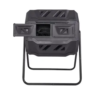 Compostvat Met Twee Compartimenten, 162, 7 Liter Grote Roterende Tuimelcomposteerbak Met 2 Schuifdeuren, Stalen Frame, Bpa-vrij Voor Gebruik In De