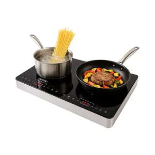 Media Evolution Cook-It Inductie Kookplaat - 2 Pits - Vrijstaand - 1500W + 2000W - Timer - 8 Standen - Zwart