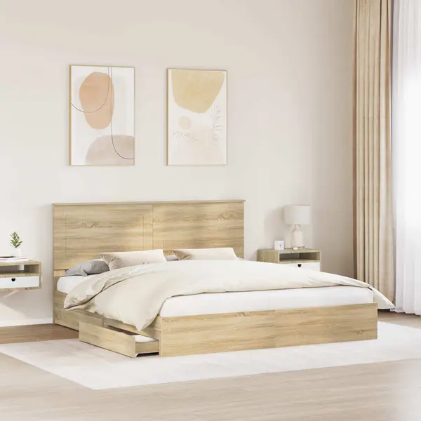 VidaXL Aufbewahrungsbett Sonoma-Eiche 180 X 200 Cm Holzwerkstoff thumbnail