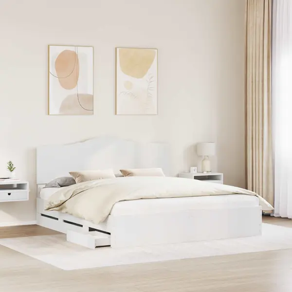 VidaXL Bedframe Met Lade Met Opslag Wit 180 X 200 Cm Ingenieurshout thumbnail