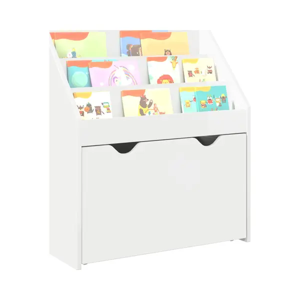 Kids Bookshelf With Drawer High Gloss White 60 X 29.5 X 69 Cm Vidaxl thumbnail
