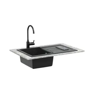 Sink Black 780 X 500 Mm 80% Quartz And 20% Resin Vidaxl