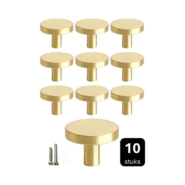 Msqdesign - Kastknop Goud (Metaal) - Kastknoppen Goud - 10 Stuks - Deurknopjes Goud Voor Kast - Deurknop Goud - Deurknopjes Goud - Handgreep Goud - thumbnail