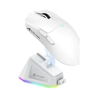 Attack Shark X11 - Rgb Gaming Muis - Magnetisch Oplaaddock - Paw 3311 Sensor - 59g Lichtgewicht - Bedraad + 2.4G + Bt - 22.000 Dpi - Wit