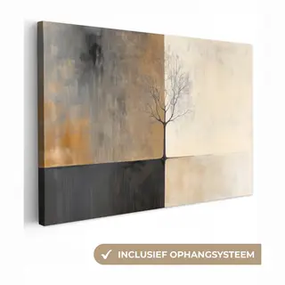 OneMillionCanvasses Canvas Schilderij 120x80 Cm - Exclusieve Wanddecoratie Boom - Vlakken - Takken - Kleurverloop - Muurdecoratie Woonkamer - Slaapkamer Decoratie - Kamer