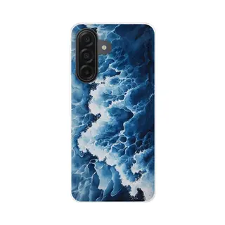 Telefoonhoesje Geschikt Voor Samsung Galaxy A17 Hoesje - Golven - Blauw - Schuim - Siliconen Telefoonhoesje