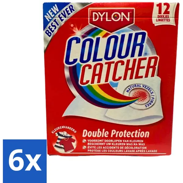 6 X Dylon - Colour Catcher - Voorkomt Doorloop Van Kleuren - 12 Doekjes - Kleurdoorloop - Kleurvlekken Voorkomen - Wasgoed Beschermen - Wasdoekjes - thumbnail