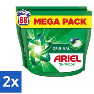 2 X Ariel - 3in1 Wasmiddel Pods - Original - 88 Pods - Ariel Wasmiddel - Waspoeder - Wascapsules - 3in1 Wasmiddel - Vlekkenverwijderaar