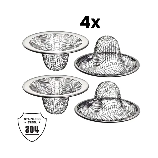 Goodli Rvs Afvoerzeefjes Voor Gootsteen En Douche - Set Van 4 Stuks - Roestvrijstalen Afvoerfilter Tegen Haren En Vuil - Gootsteen Zeef En Doucheput Filter - thumbnail