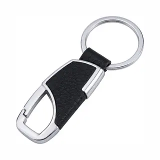 Nuvex Zwarte Sleutelhanger Voor Auto Sleutels Met Metalen Clip – Sleutelhanger Voor Heren – Zwart Leren Look Keychain Met Zilverkleurige Ring En Stevige