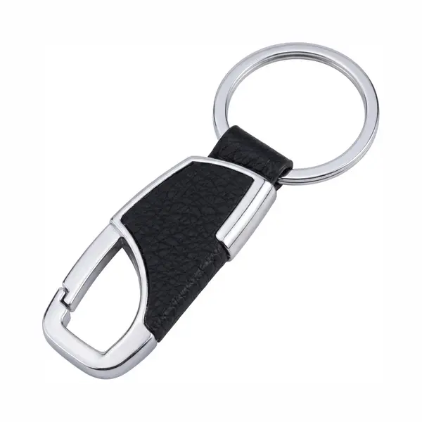 Nuvex Zwarte Sleutelhanger Voor Auto Sleutels Met Metalen Clip – Sleutelhanger Voor Heren – Zwart Leren Look Keychain Met Zilverkleurige Ring En Stevige thumbnail