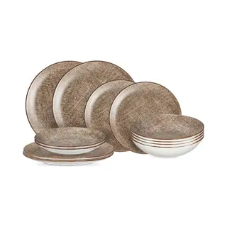 Cookinglife Serviesset Arte Bruin 12-delig Porselein – Vaatwasser- & Magnetronbestendig Voor 4 Personen