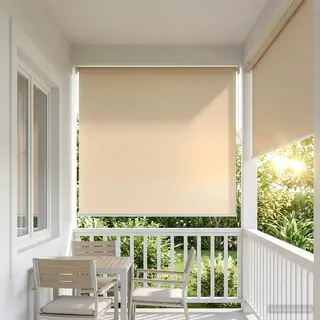 Roller Blind Uv Protection Beige 120 X 140 Cm Polyester Vidaxl