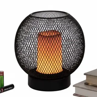 Lomera Sfeervolle Tafellamp - Zwart Metaal - Warm Wit Licht - Draad Design - Luxe Uitvoering - Op Batterijen - Tafel Lamp - Lampje - Tafellamp Zwart -