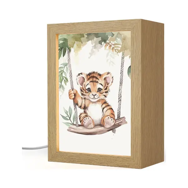 OnlyWow Nachtlampje 15x20 Cm - Kinder Lamp - Tijger - Dier - Kinderen - Jungle - Tafellamp Kinderkamer - Slaapkamer Lamp - Bedlamp Kinderen - Kinderlampje thumbnail