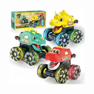 Obosoe 3-delige Dinosaurus-duwspeelgoedauto's, Cadeau Voor Jongens En Meisjes, Geschikt Voor Peuters Van 1-3 Jaar, Lichtgevende Dinosaurusauto's Voor Jongens