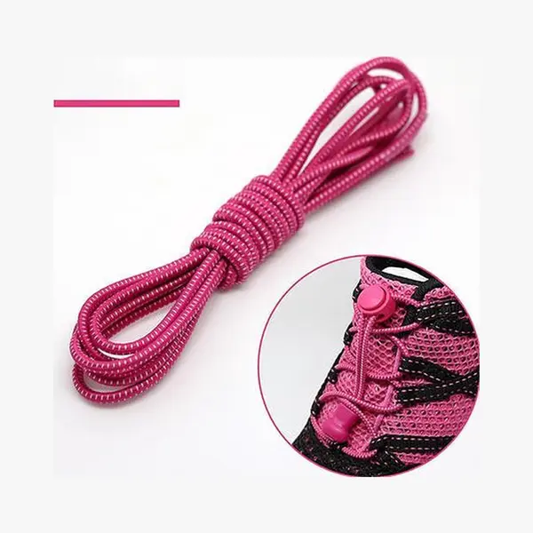 Lock Veters | Ronde Elastische Schoenveters - Elastische Veters - Hardlopen | Schoenveters | Laces | Roze thumbnail