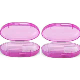 2 X Baby Tandenborstel - Doorkomende Tandjes - Tandvlees Massage - Vinger Tandenborstel - Baby & Peuter, Silicone, Vingertandenborstel Baby - Roze