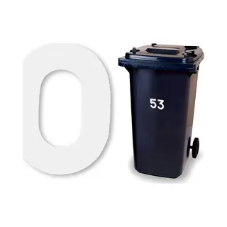 Huisnummer Kliko Sticker - Nummer 0 - Klein Wit - Container Sticker - Afvalbak Nummer - Vuilnisbak - Brievenbus - CoverArt